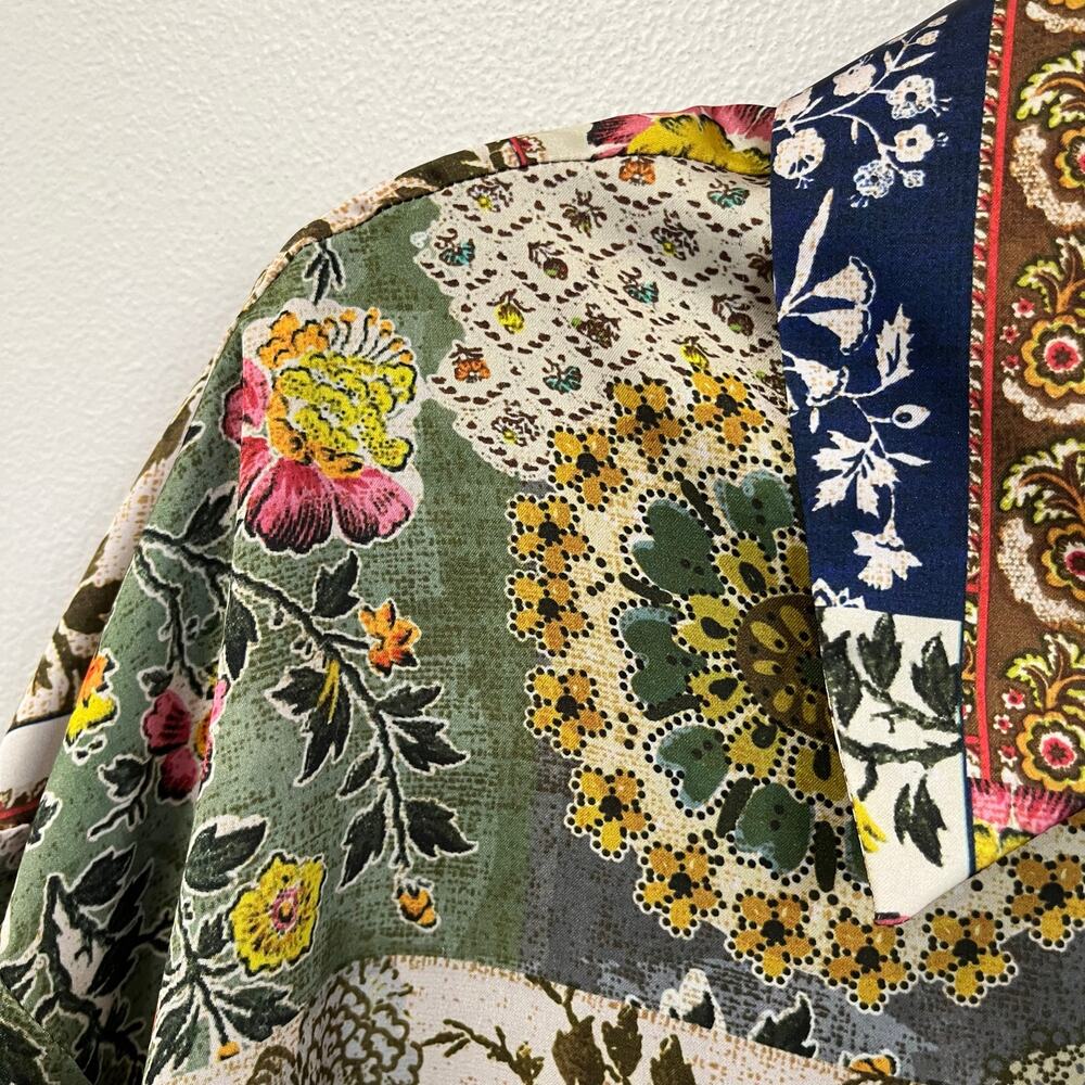 Zara Patchwork Floral Print Button Down Blouse Bo… - image 6